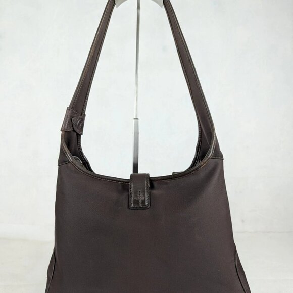 FERRAGAMO Vara Bow Solid Knit Nylon Designer Formal Medium Brown Hobo Charm BAG - Picture 2 of 16